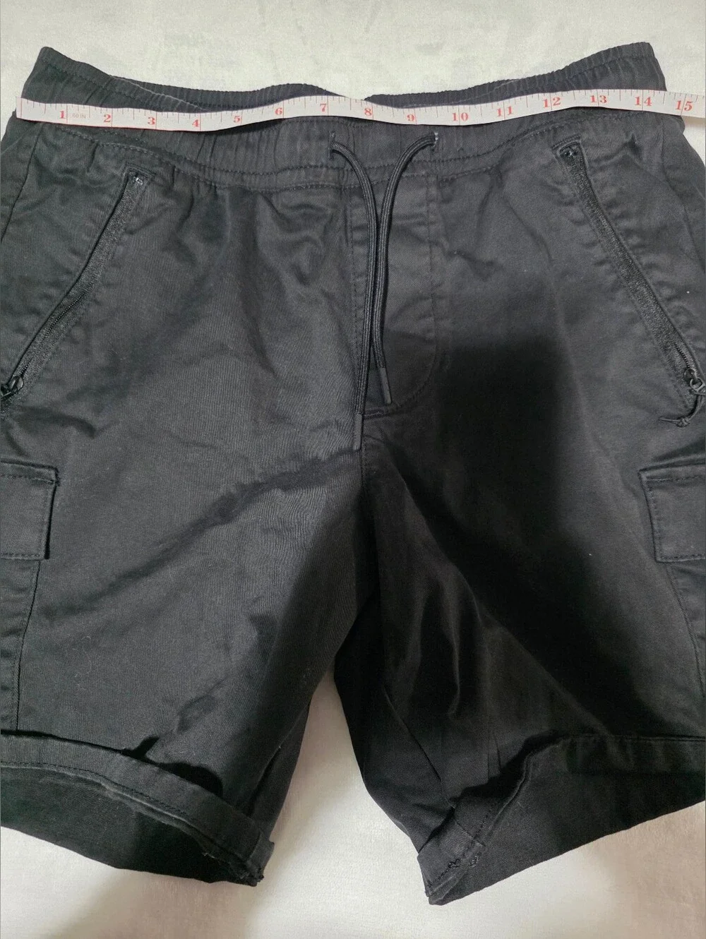 Hollister Black Cargo Jogger Shorts Zip Pocket Drawstring Men's Small